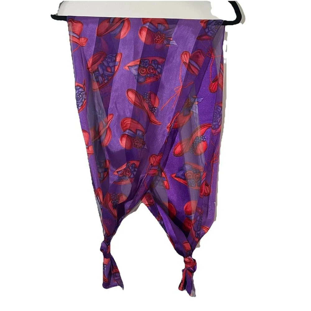 Red Hat Society Scarf Purple Red Hats Sheer Stripes Retro Granny‎ Core